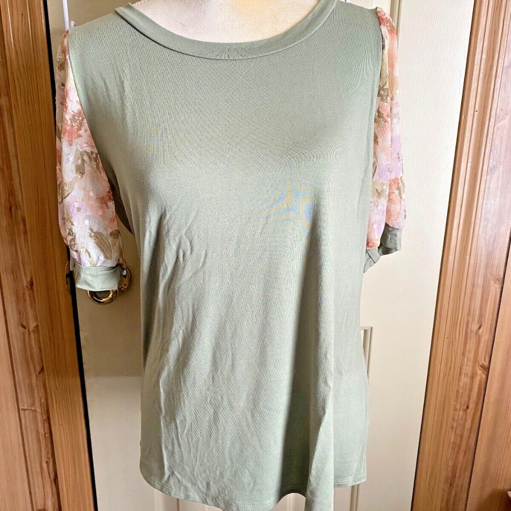 BEACON Kennedy Puff Sleeve Knit Top - Large - NWT